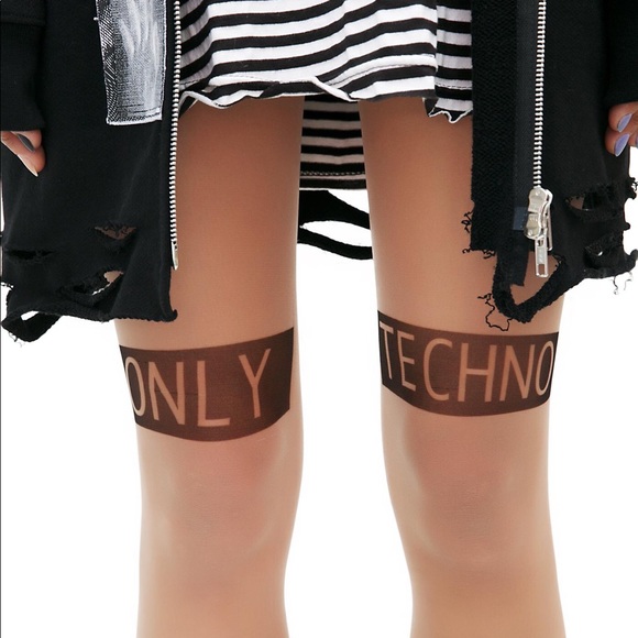 Dolls Kill Accessories - Techno pantyhose nude and black OS dollskill